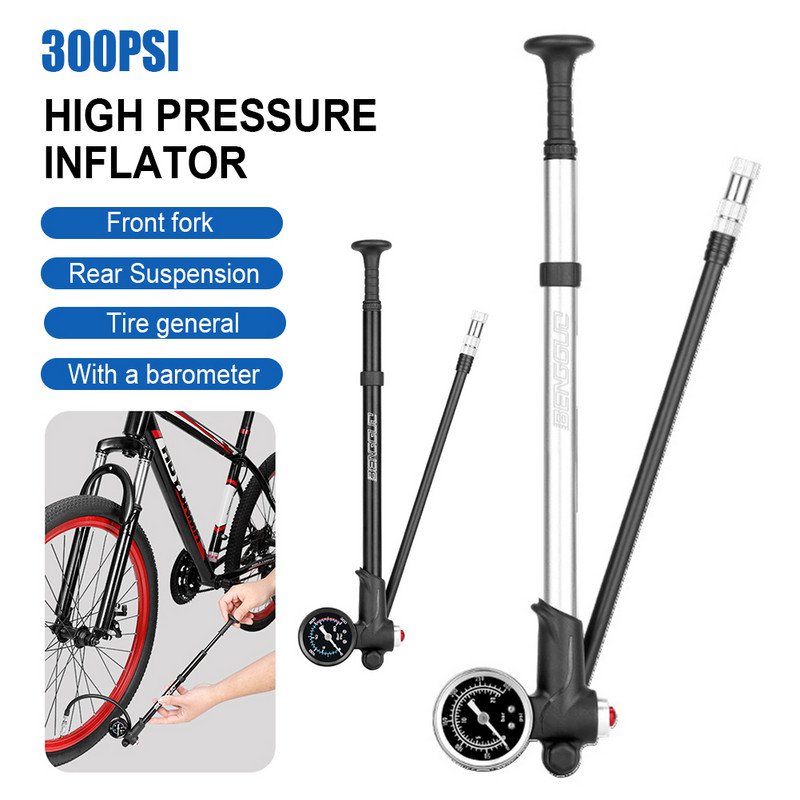300 PSI nagynyomású hordozható kerékpár gumiabroncs légfúvó szivattyú karral és mérőműszerrel az első villa hátsó felfüggesztésű abroncsához