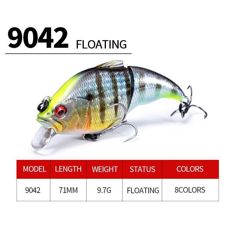 Vatalion úszó horgászcsali 9,7 g 70 mm-es Crankbait mesterséges kemény csali ízületű VIB vibrációs wobblerek pisztráng Bass Fishing úszó