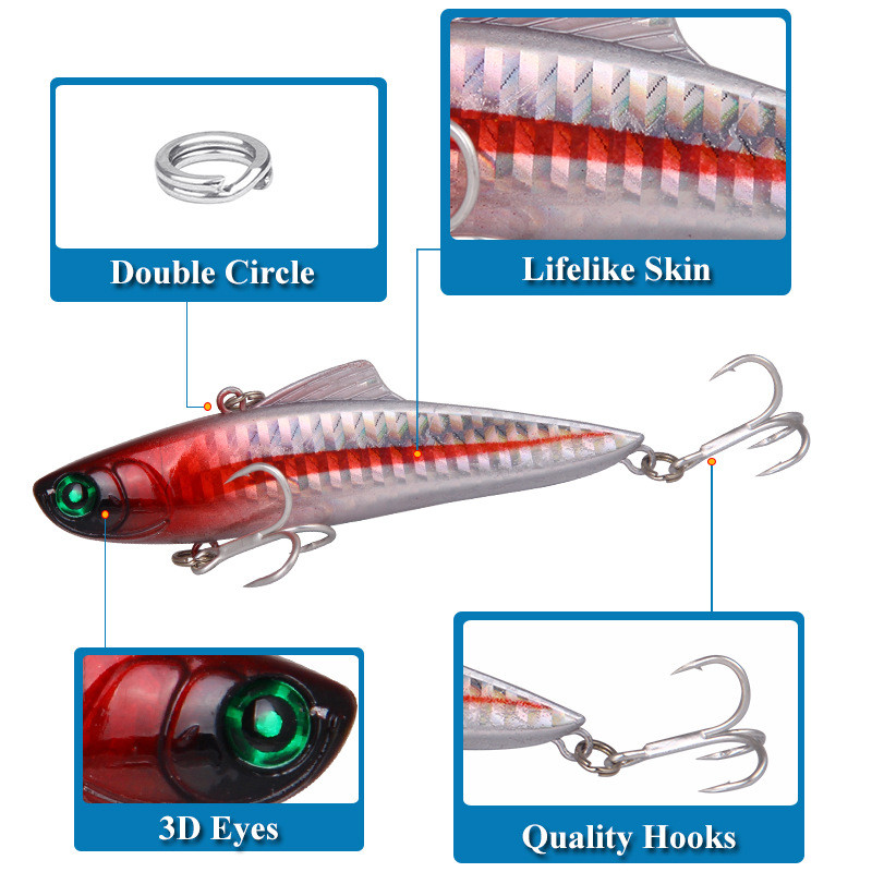 1db VIB horgászcsalik 8,5cm 21g lézeres hosszú dobás Rattlin wobblerek téli jégkemény Crankbait vibrációs Pesca csuka ponty felszerelés
