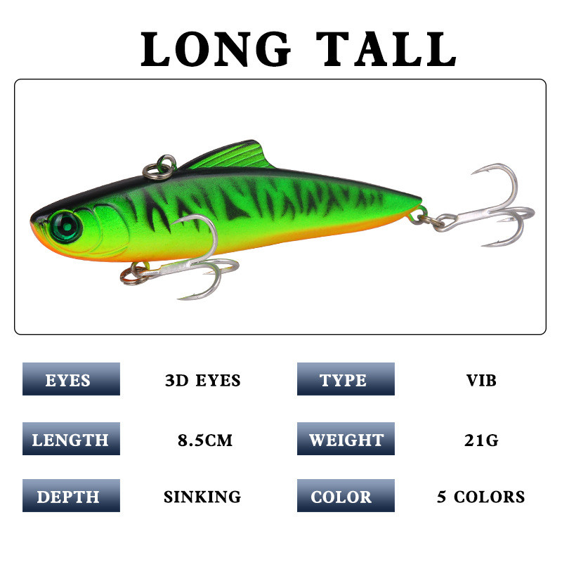 1db VIB horgászcsalik 8,5cm 21g lézeres hosszú dobás Rattlin wobblerek téli jégkemény Crankbait vibrációs Pesca csuka ponty felszerelés
