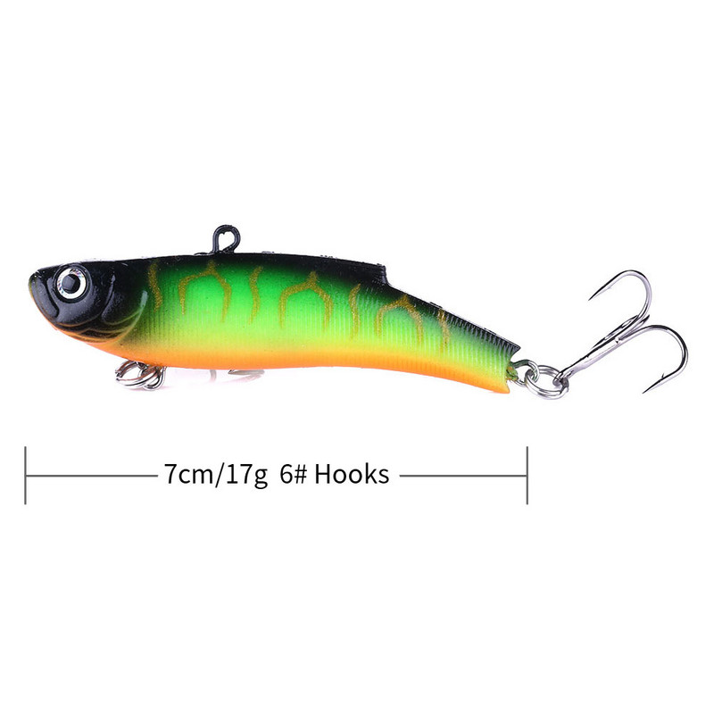 HENGJIA 1 db Soft Wobbler Lead Jig fej Leurre Souple 7cm/17g Head VIB Horgászcsalik Forma Hard Bait Pesca horgászfelszerelés
