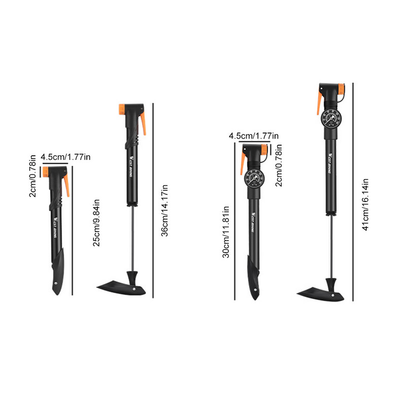 Kerékpár levegőszivattyú Schrader Presta szelepes többfunkciós kézi szivattyú 360 fokban forgatható fejű 120 PSI gumiabroncs felfújó kerékpáros tartozékok