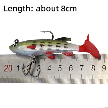 8cm 14g T Ουρά Μαλακό δόλωμα Σιλικόνη Swimbaits Artificial Bionics Fish Wobblers shad Bass λούτσος Κυπρίνος Fishing Lure κεφαλή jig 3D μάτια