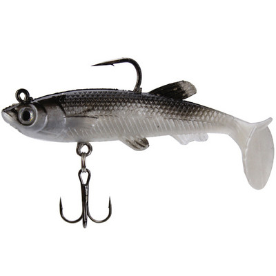 8cm 14g T Ουρά Μαλακό δόλωμα Σιλικόνη Swimbaits Artificial Bionics Fish Wobblers shad Bass λούτσος Κυπρίνος Fishing Lure κεφαλή jig 3D μάτια