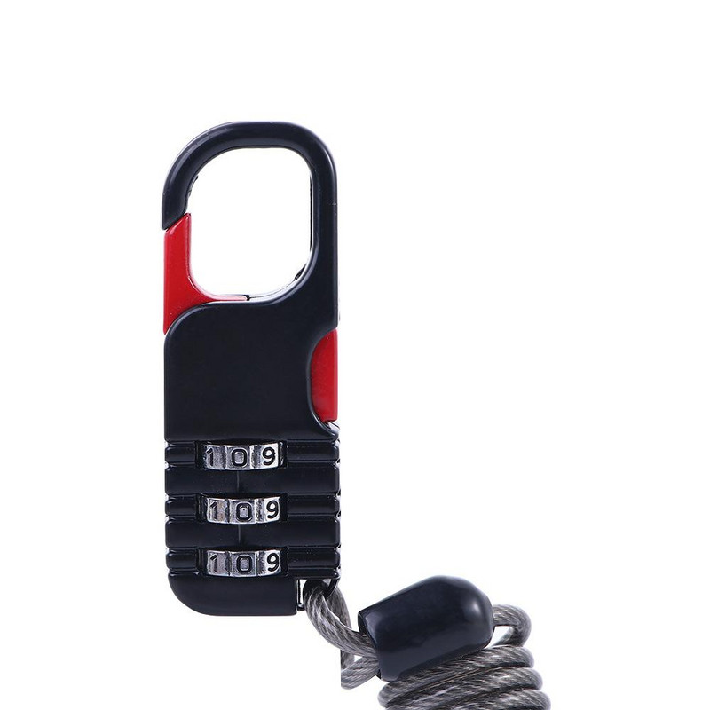 Tartós kerékpáros lopásgátló biztonsági kiegészítők 3 számjegyű kombinációs jelszavas kábel biztonsági zár Kerékpárzár Kábelzár Sisakzár