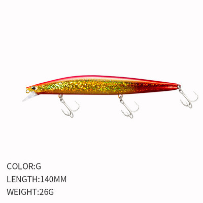 1 τμχ Sinking Minnow 140mm 25,5g Wobbler Lure Long Casting Fishing Lure Τεχνητό δόλωμα για πέστροφα Pike Bass Lure Pesca 9119
