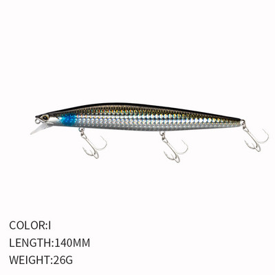 1 τμχ Sinking Minnow 140mm 25,5g Wobbler Lure Long Casting Fishing Lure Τεχνητό δόλωμα για πέστροφα Pike Bass Lure Pesca 9119
