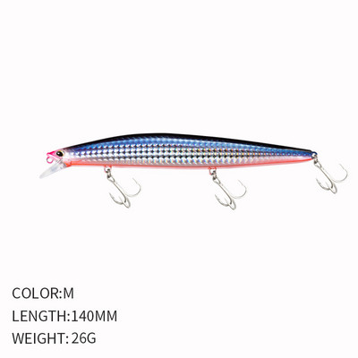 1 τμχ Sinking Minnow 140mm 25,5g Wobbler Lure Long Casting Fishing Lure Τεχνητό δόλωμα για πέστροφα Pike Bass Lure Pesca 9119