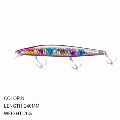 1 τμχ Sinking Minnow 140mm 25,5g Wobbler Lure Long Casting Fishing Lure Τεχνητό δόλωμα για πέστροφα Pike Bass Lure Pesca 9119