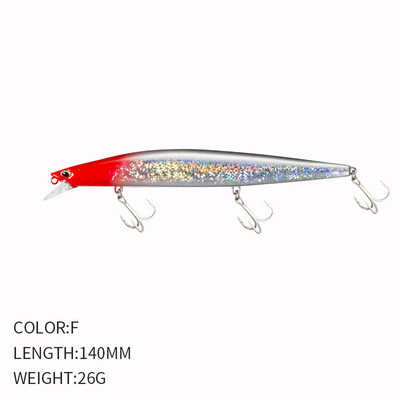 1 τμχ Sinking Minnow 140mm 25,5g Wobbler Lure Long Casting Fishing Lure Τεχνητό δόλωμα για πέστροφα Pike Bass Lure Pesca 9119