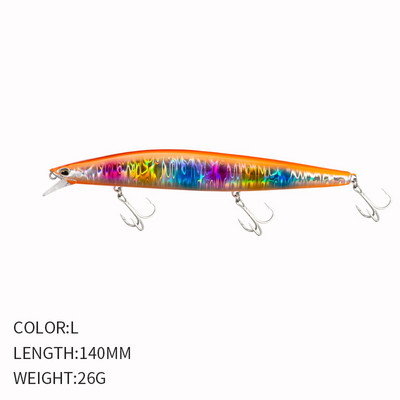 1 τμχ Sinking Minnow 140mm 25,5g Wobbler Lure Long Casting Fishing Lure Τεχνητό δόλωμα για πέστροφα Pike Bass Lure Pesca 9119
