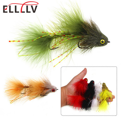 Ellllv 2,8"/4" Θαλάσσια ψάρεμα ελάφια Hair Streamers Big Game Articulated Fly Fishing Lure Bait for Sea Bass Large Trout Pike