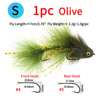 Ellllv 2,8"/4" Θαλάσσια ψάρεμα ελάφια Hair Streamers Big Game Articulated Fly Fishing Lure Bait for Sea Bass Large Trout Pike