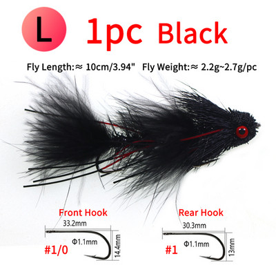 Ellllv 2,8"/4" Θαλάσσια ψάρεμα ελάφια Hair Streamers Big Game Articulated Fly Fishing Lure Bait for Sea Bass Large Trout Pike