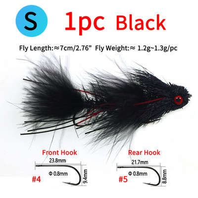 Ellllv 2,8"/4" Θαλάσσια ψάρεμα ελάφια Hair Streamers Big Game Articulated Fly Fishing Lure Bait for Sea Bass Large Trout Pike