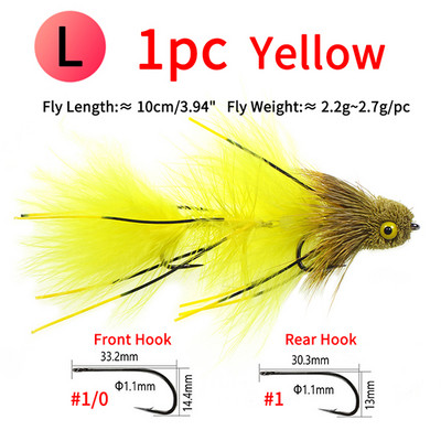 Ellllv 2,8"/4" Θαλάσσια ψάρεμα ελάφια Hair Streamers Big Game Articulated Fly Fishing Lure Bait for Sea Bass Large Trout Pike