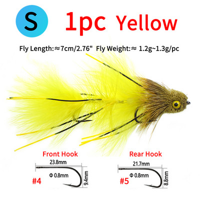Ellllv 2,8"/4" Θαλάσσια ψάρεμα ελάφια Hair Streamers Big Game Articulated Fly Fishing Lure Bait for Sea Bass Large Trout Pike
