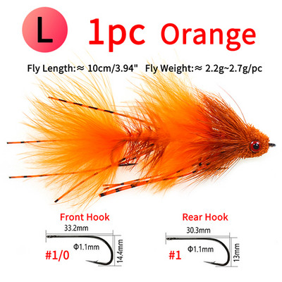 Ellllv 2,8"/4" Θαλάσσια ψάρεμα ελάφια Hair Streamers Big Game Articulated Fly Fishing Lure Bait for Sea Bass Large Trout Pike