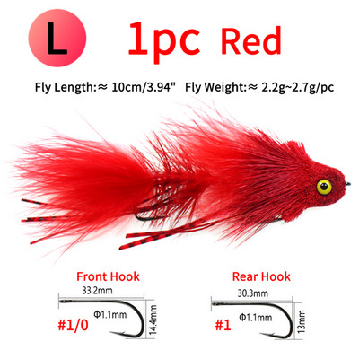 Ellllv 2,8"/4" Θαλάσσια ψάρεμα ελάφια Hair Streamers Big Game Articulated Fly Fishing Lure Bait for Sea Bass Large Trout Pike
