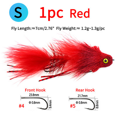 Ellllv 2,8"/4" Θαλάσσια ψάρεμα ελάφια Hair Streamers Big Game Articulated Fly Fishing Lure Bait for Sea Bass Large Trout Pike