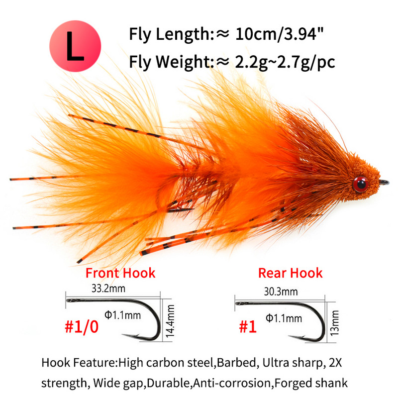 Ellllv 2,8"/4" tengeri vízi horgász szarvas szőrszálak nagyvad csuklós légycsali csali tengeri sügérhez, nagy pisztráng csukához