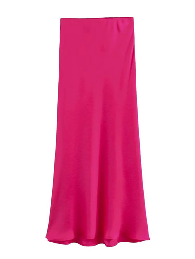 XNWMNZ Γυναικεία Μόδα 2023 Flowing Satin Midi Γυναικεία φούστα Vintage ελαστική ψηλή μέση γυναικεία φούστα High Street