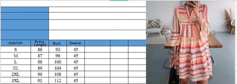 Női V-nyakú, csíkos mintás ruha Alkalmi, lobogó ujjú mini ruha Női Boho szabadidős A vonalas party napruhák Vestidos