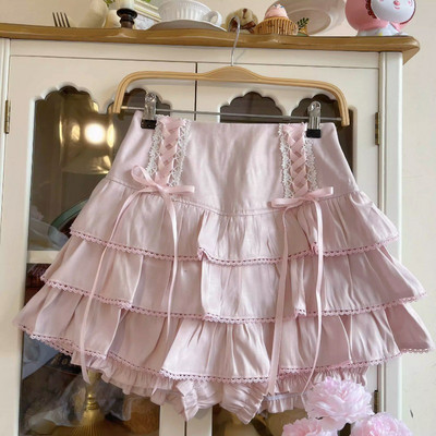 Ιαπωνικές πλισέ φούστες σε στυλ Kawaii Lolita Γυναικείες ψηλόμεσες ροζ επίδεσμοι Fairy Y2k Αισθητική φούστα Cute Faldas Mujer Moda 2023