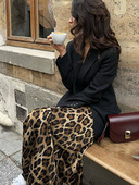 Μόδα Leopard Printing μακριές φούστες για γυναίκες Κομψές φαρδιά μίντι φούστες με ψηλή μέση Γυναικεία καλοκαιρινά κομψά Lady casual streetwear