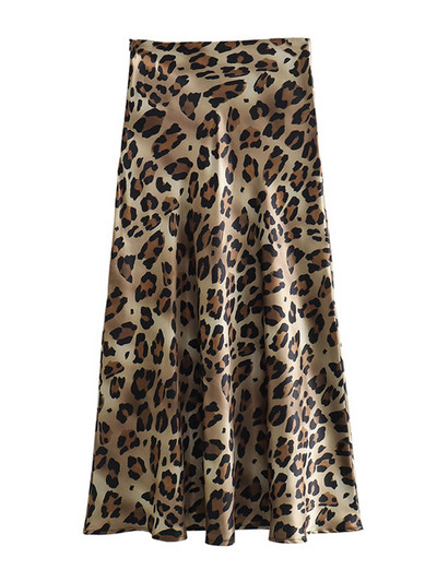 Μόδα Leopard Printing μακριές φούστες για γυναίκες Κομψές φαρδιά μίντι φούστες με ψηλή μέση Γυναικεία καλοκαιρινά κομψά Lady casual streetwear