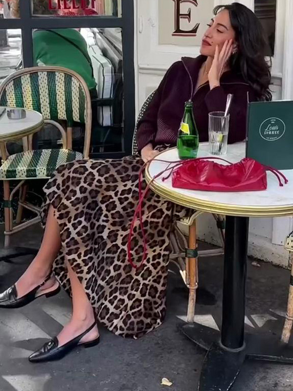 Divatos leopárdmintás hosszú szoknyák nőknek Elegáns bő, magas derekú midiszoknyák Női Nyári Elegáns Hölgyi Alkalmi utcai ruházat