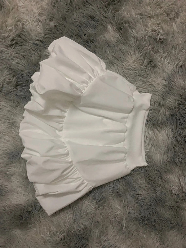 Tavasz, nyár fekete összehajtható labdaruha szoknya Női elasztikus, magas derékú A vonalú szexi rövid szoknyák Szabálytalan fodros fehér táncszoknyák