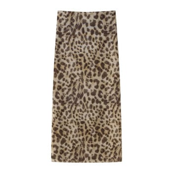 TRAF Leopard Print Φούστες από Τούλι για Γυναικεία Ψηλόμεση Μακρή Φούστα Γυναικεία Καλοκαιρινή Παραλία Γυναικείες Φούστες Streetwear ίσια midi φούστα