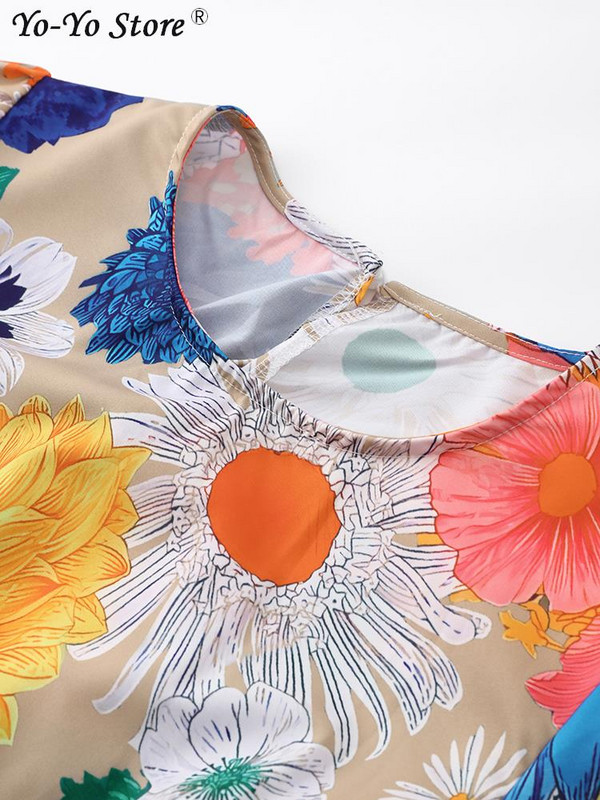 Színes virágmintás ruha Női, hosszú ujjú, O-nyakú pántos derékpántos, háttámla nélküli ruhák Női divat Ünnep Lady Vestidos