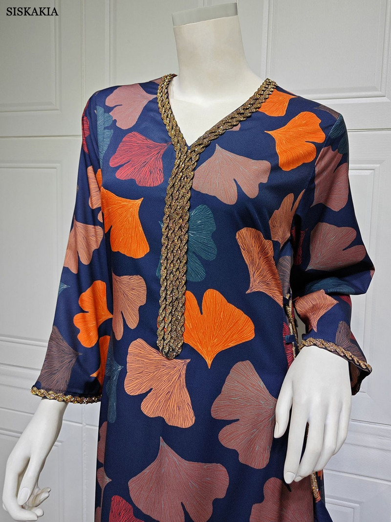 Siskakia muszlim divatnyomtatás gyémántok Elegáns parti öves hosszú ruhák Jalabiya marokkói török afrikai abaya szaúdi kaftán