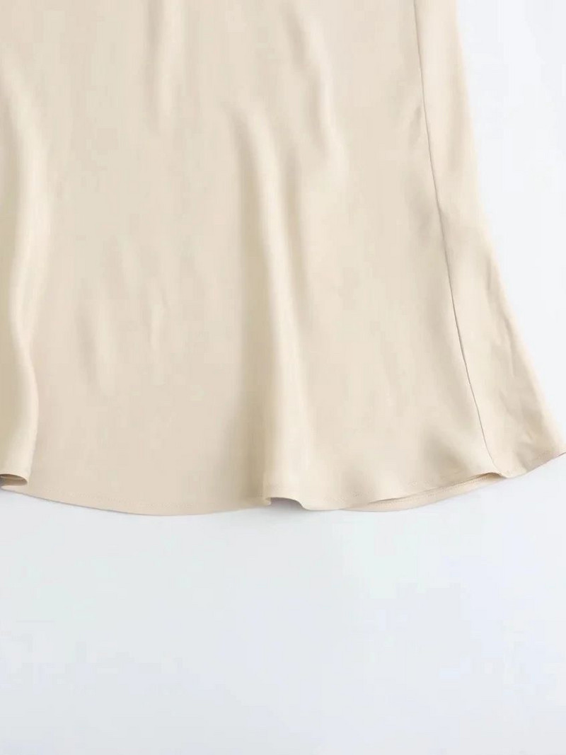 XNWMNZ 2024 női divatos szatén szoknya magas derekú midi szoknya Stílusos női High Street sokoldalú, elegáns, elegáns női szoknya