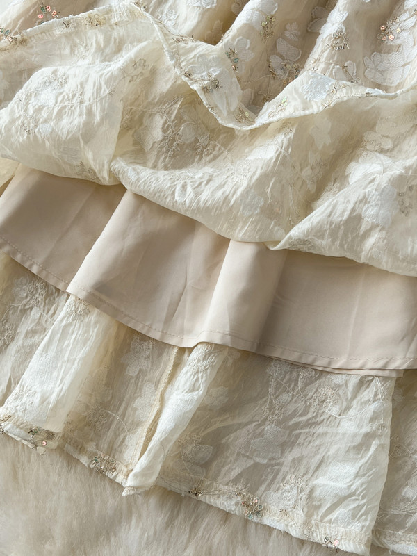 FTLZZ Nyári Elegáns Női O-nyakú csipke flitteres patchwork irodai női szolid A-vonalú ruha virágmintás ruha