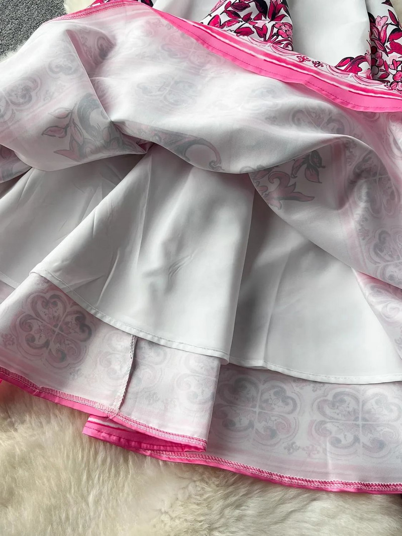 Nyári Elegáns Rózsaszín Kék-Fehér Porcelánmintás buliruhák Női Ujjatlan Tank Zseb Esti báli Ünnepi Vestidos