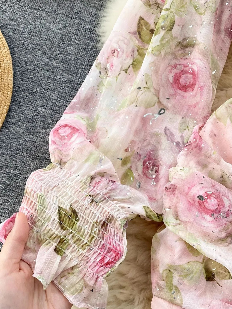 Őszi gyönyörű virágos Bodycon ruha Női, drapériás, lépcsőzetes fodros V nyakú, hosszú petel ujjú fényes virágmintás mini Vestidos