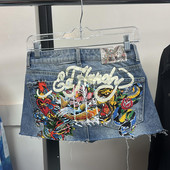 Γυναικεία φούστα Y2k Harajuku Gothic Hip Hop Letter Print Vintage μπλε τζιν φούστα Hotsweet ψηλόμεση λεπτή γοτθική μίνι κοντή φούστα