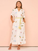Trend 2024 Summer Fashion Print Κομψό γυναικείο φόρεμα με κορδόνια vintage κοντό μανίκι Κομψά γυναικεία σπαστά φορέματα Vestidos Mujer