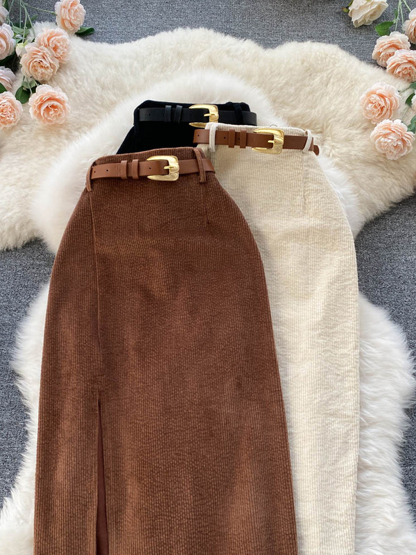 XFPV női koreai hasított lábszárközépig, magas derékkal karcsú csípő, A-vonalú szoknya 2023 divatos új dagály tavaszi nyár SM5066