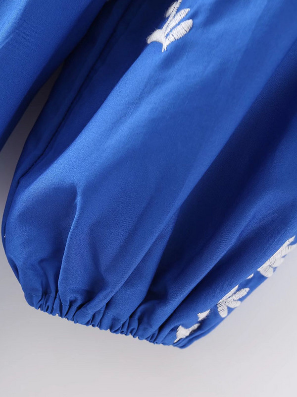 XEASY női hímzett ruha 2022 nyári elegáns pamut széles O nyakú, puffos ujjú elegáns női midi ruha