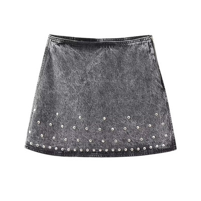 Zevity Γυναικεία Μόδα Καρφωτό Σχέδιο Casual τζιν Μίνι φούστα σε γραμμή Faldas Mujer Γυναικείο κομψό πλαϊνό φερμουάρ Retro Vestidos QUN5282