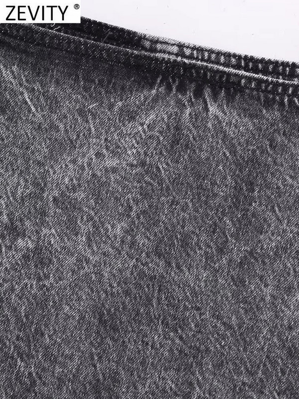 Zevity női divatos, szegecselt dizájn alkalmi farmer, vonalas miniszoknya Faldas Mujer női elegáns oldalsó cipzár Retro Vestidos QUN5282