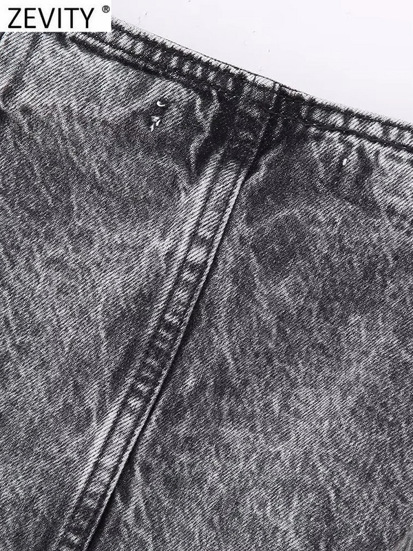 Zevity női divatos, szegecselt dizájn alkalmi farmer, vonalas miniszoknya Faldas Mujer női elegáns oldalsó cipzár Retro Vestidos QUN5282