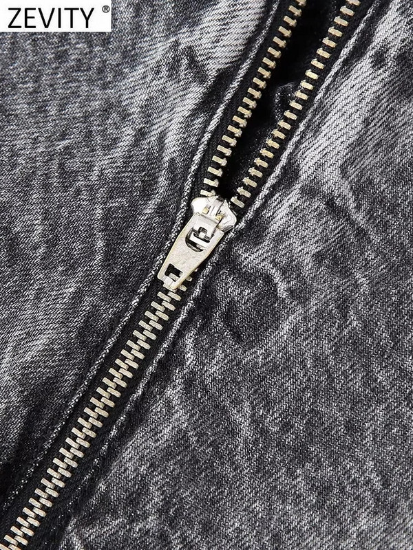 Zevity női divatos, szegecselt dizájn alkalmi farmer, vonalas miniszoknya Faldas Mujer női elegáns oldalsó cipzár Retro Vestidos QUN5282