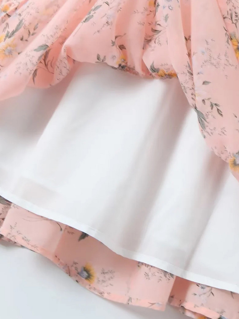 XNWMNZ Női divatos virágmintás ruha övvel női alkalmi tavaszi nyár fodros hosszú ujjú ruha elegáns hosszú ruhák