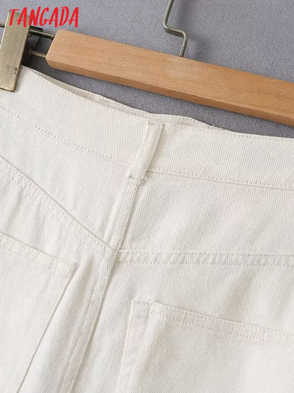 Tangada 2023 női bézs farmer szoknya Vintage cipzáras női elegáns hosszú szoknya 6L65