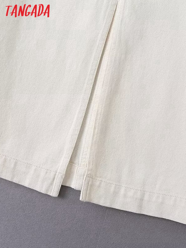 Tangada 2023 női bézs farmer szoknya Vintage cipzáras női elegáns hosszú szoknya 6L65